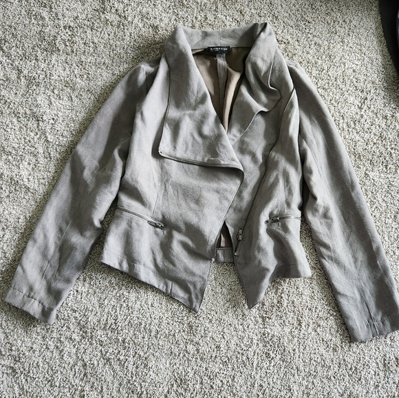 Gray Seude Moto-style Jacket - Picture 1 of 4